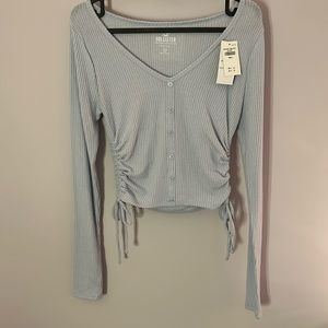 Hollister Baby Blue Ribbed Long-Sleeve